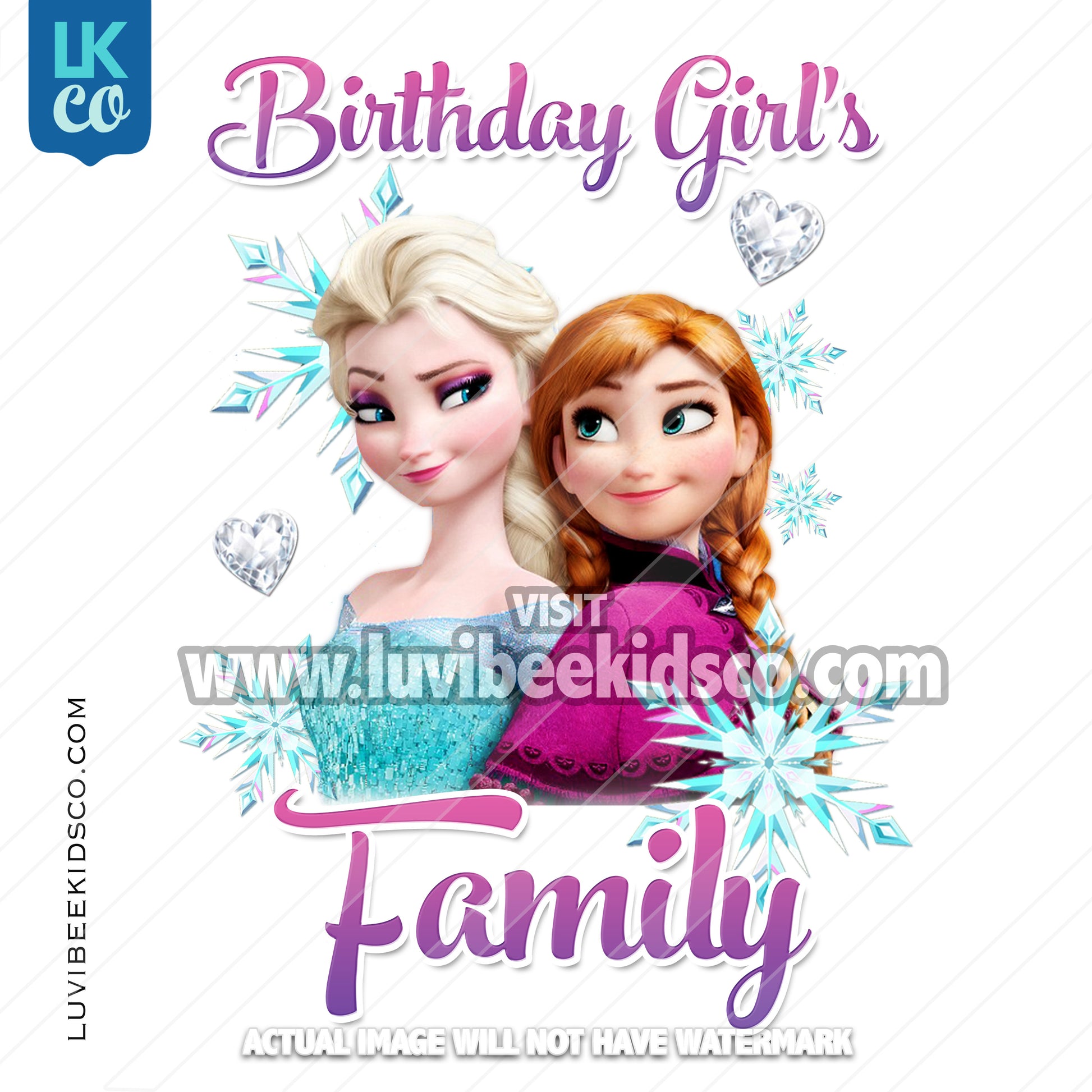 Frozen Iron On Transfer | Elsa & Anna - Birthday Girl's Family Member - LuvibeeKidsCo