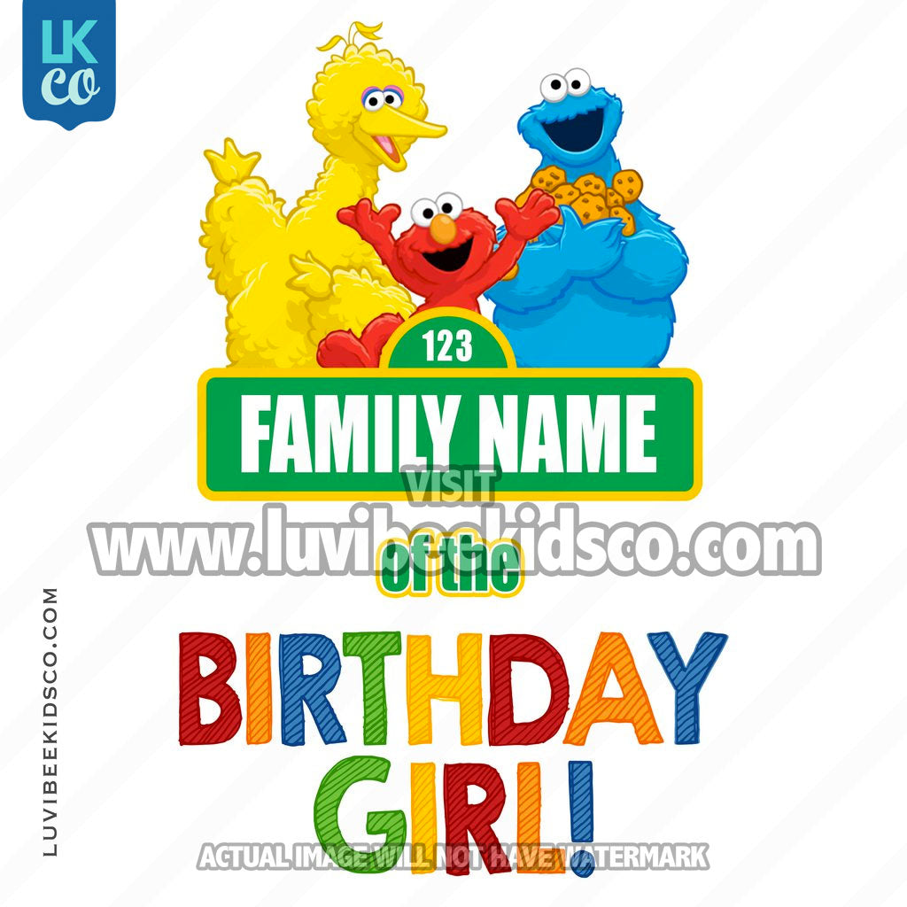 Sesame Street Birthday Iron On Transfer - Add A Family Member - Birthday Girl 02 - LuvibeeKidsCo