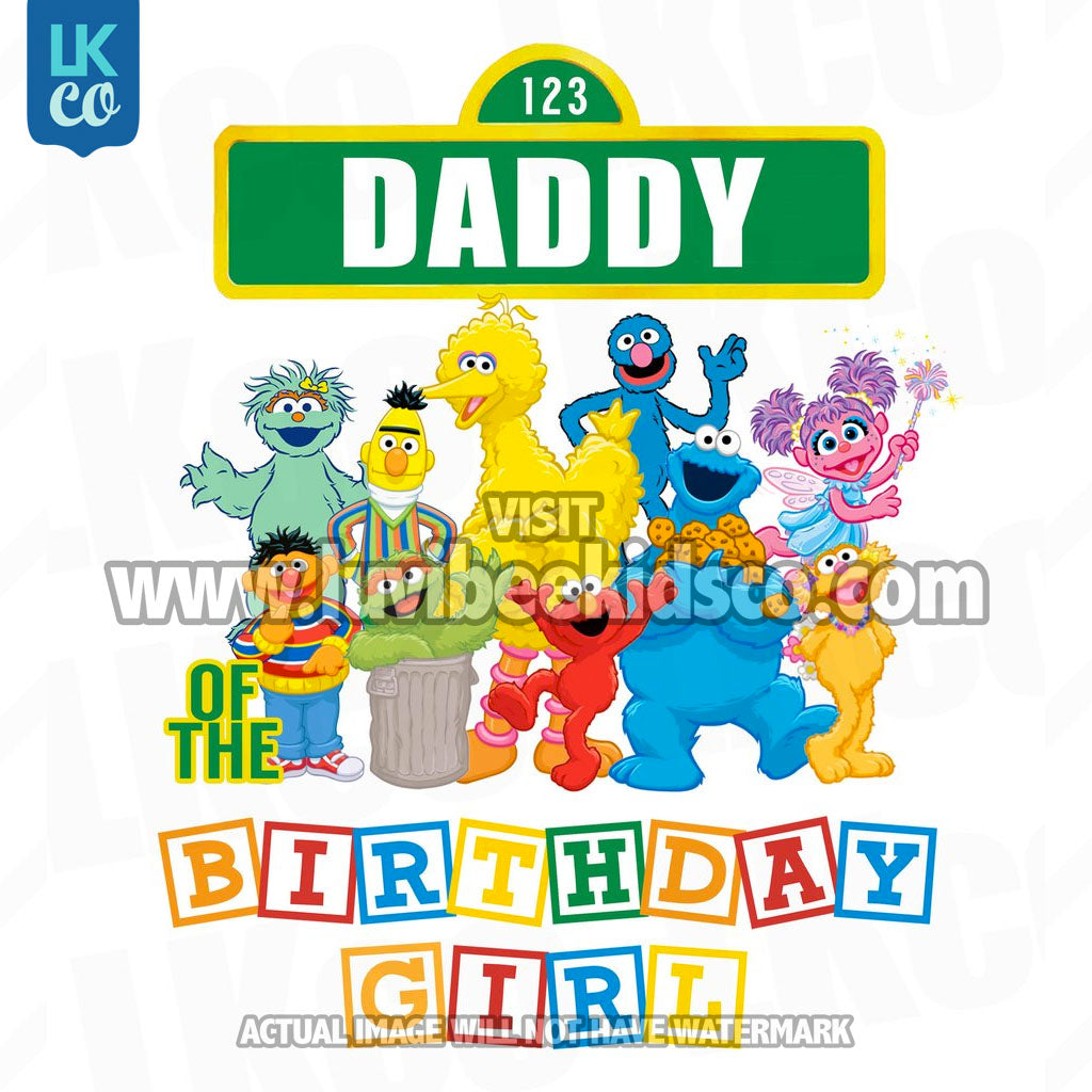 Sesame Street Birthday Iron On Transfer - Primary Colors - Daddy of Birthday Girl - LuvibeeKidsCo