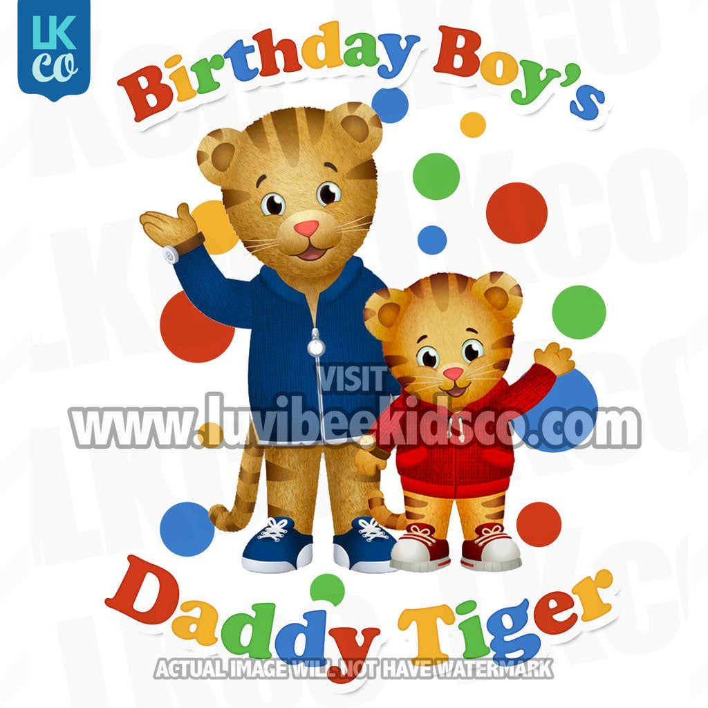 Daniel Tiger Iron On Transfer | Birthday Boy's Daddy Tiger | Primary Colors - LuvibeeKidsCo