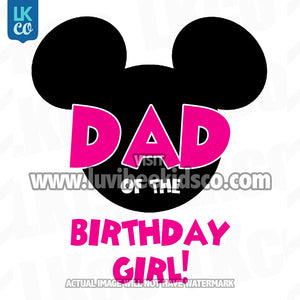 Minnie Mouse Iron On Transfer | Dad of the Birthday Girl | Pink & Black Dots - LuvibeeKidsCo