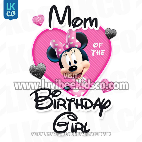 Minnie Mouse Iron On Transfer | Mom or Dad of the Birthday Girl | Pink & Black - LuvibeeKidsCo