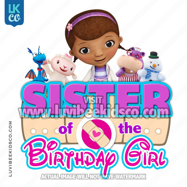 Doc McStuffins Iron On Transfer | Bandaid - Sister of the Birthday Girl - LuvibeeKidsCo