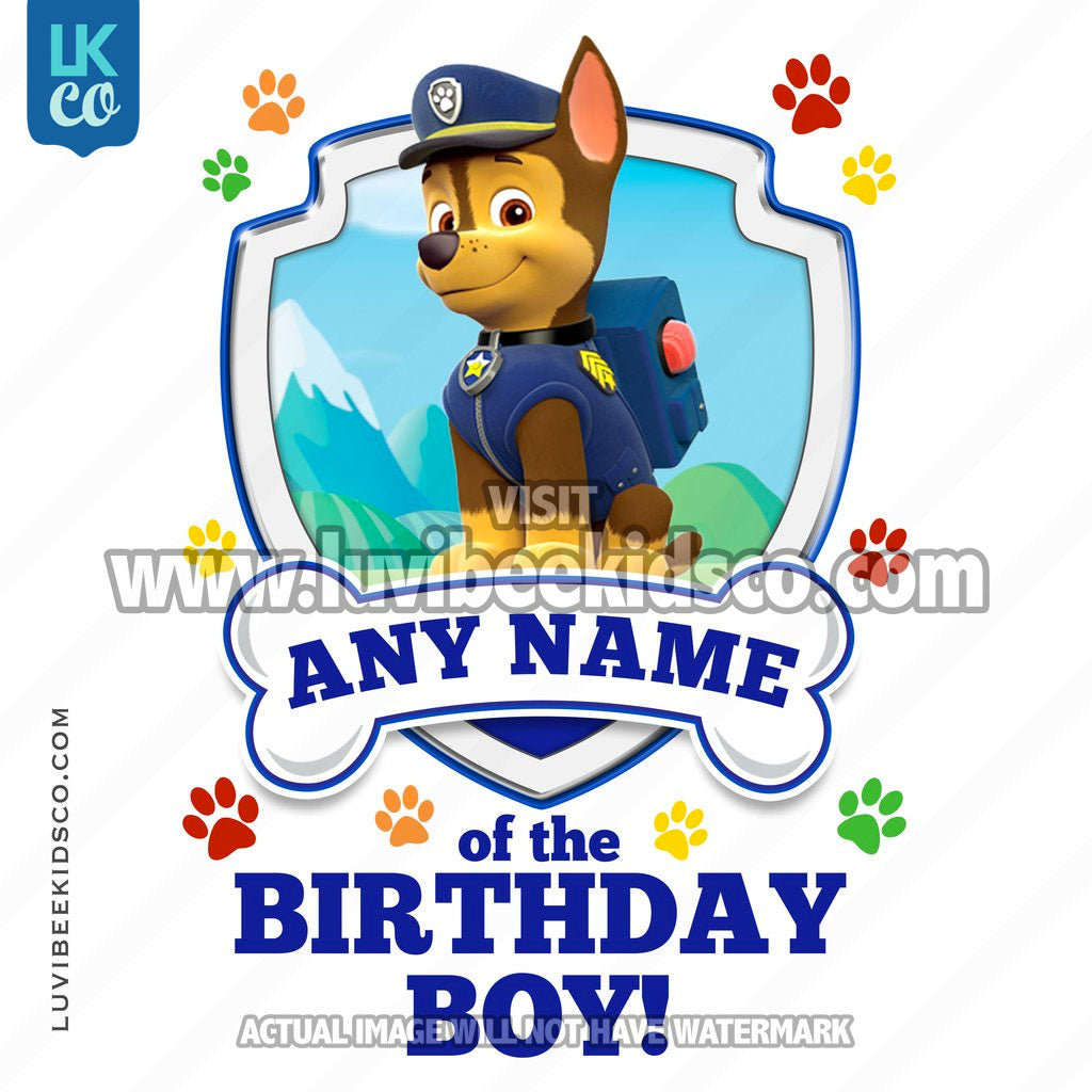 Paw Patrol - Blue Chase Family Member of the Birthday Boy - LuvibeeKidsCo