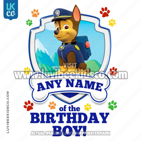 Paw Patrol - Blue Chase Family Member of the Birthday Boy - LuvibeeKidsCo
