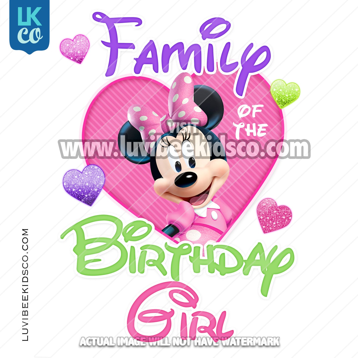 Minnie Mouse Iron On Transfer | Add Family Member of the Birthday Girl