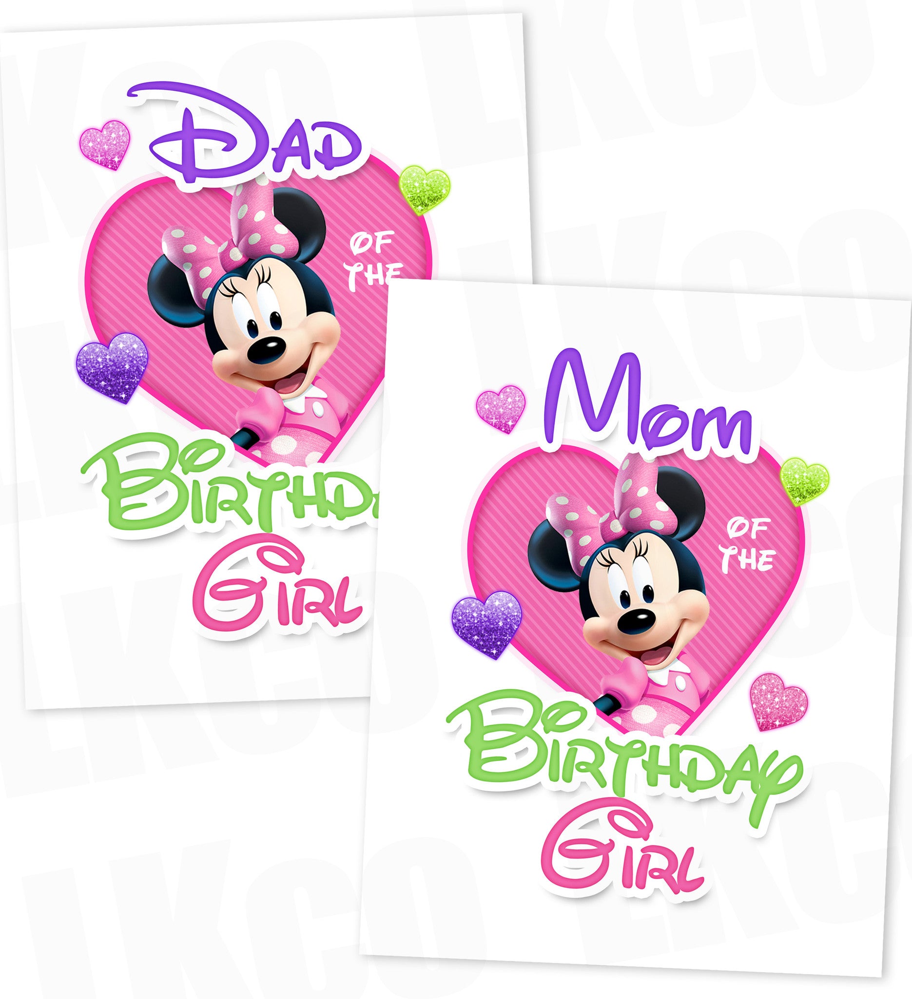 Minnie Mouse Iron On Transfers | Birthday Girl's Mom & Dad Set - LuvibeeKidsCo