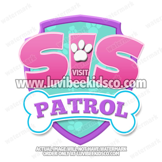 Paw Patrol Iron On Transfer - Patrol Pink | Sis Patrol - LuvibeeKidsCo