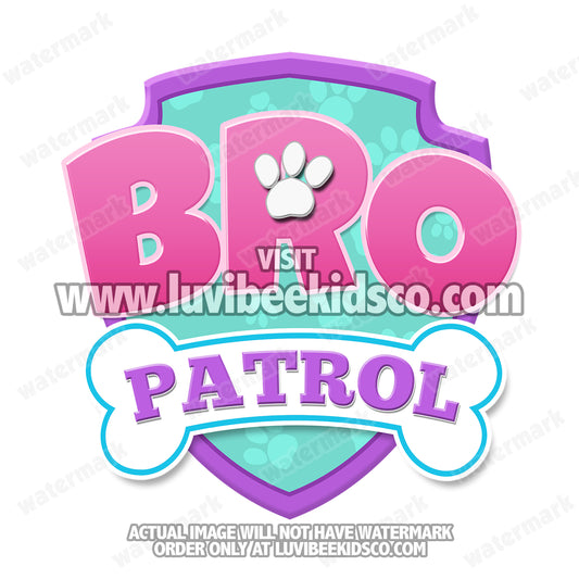 Paw Patrol Iron On Transfer - Patrol Pink | Bro Patrol - LuvibeeKidsCo