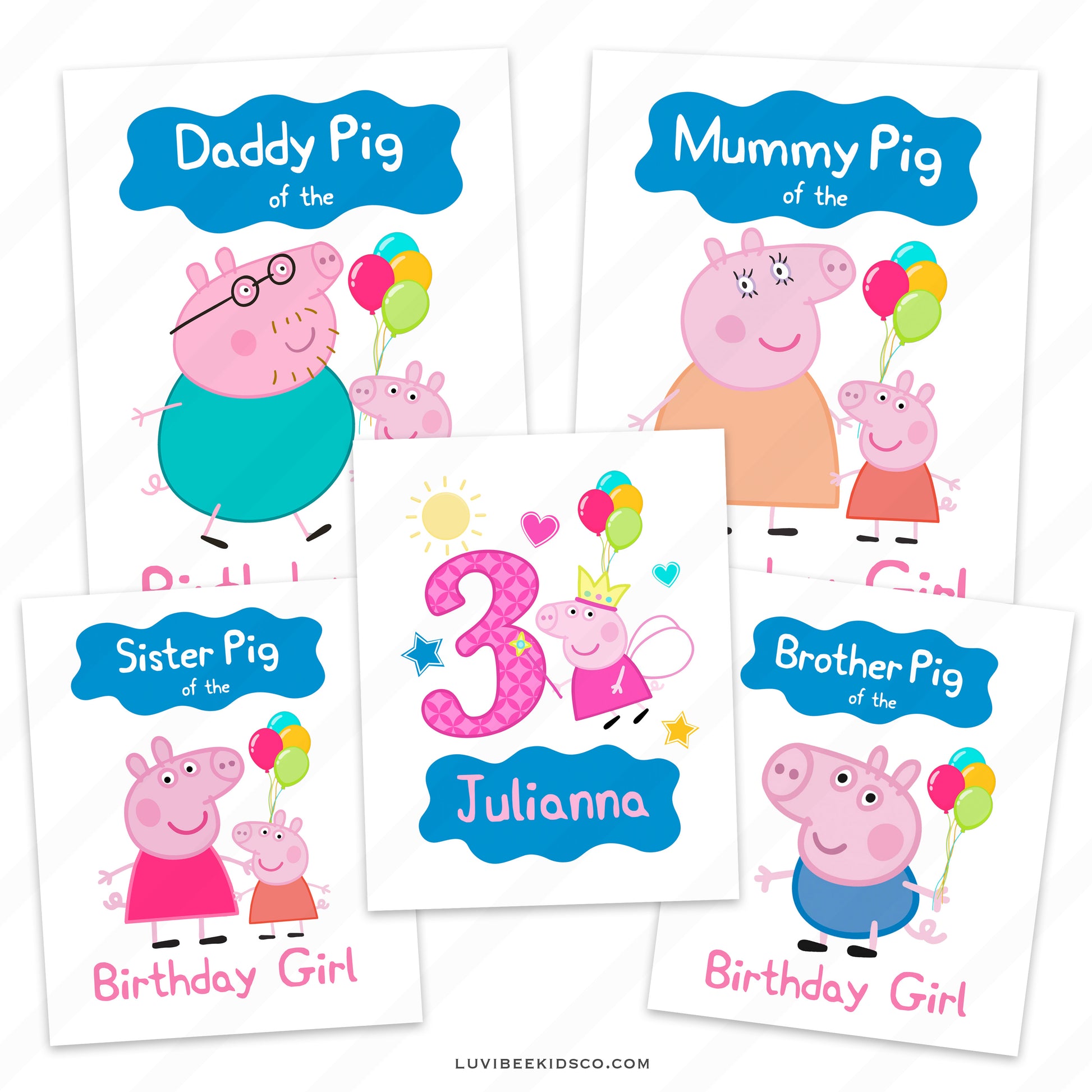 Peppa Pig Iron On Transfers Family Pack | Names and Characters can be Changed - LuvibeeKidsCo