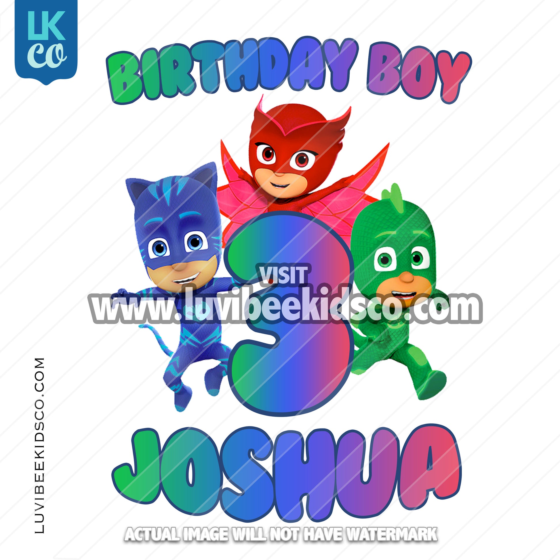 PJ Masks Iron On Transfer | Birthday Boy - LuvibeeKidsCo