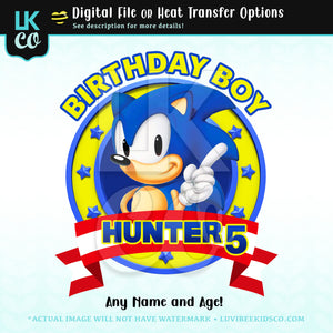 Sonic the Hedgehog Birthday Boy - Any Name and Age
