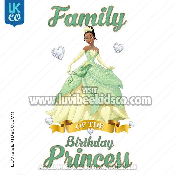 Princess Tiana Heat Transfer Design - Add Family Members - Digital File or Printed Transfer - LuvibeeKidsCo
